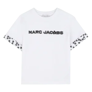 T-SHIRT BIANCA CON MARGHERITE NERE E LOGO MARC JACOBS