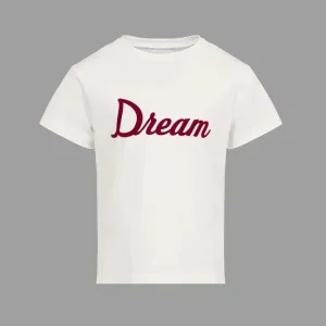 T-SHIRT BIANCA CON SCRITTA DREAM ROSSA DOUUOD