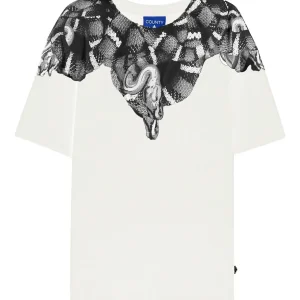 T-SHIRT BIANCA CON STAMPA A SERPENTE MARCELO BURLON