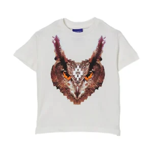T-SHIRT BIANCA CON STAMPA GUFO MARCELO BURLON