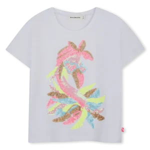 T-SHIRT BIANCA CON STAMPA IN PAILLETTES MULTICOLOR BILLIEBLUSH