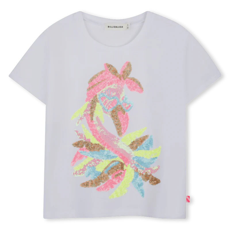 T-SHIRT BIANCA CON STAMPA IN PAILLETTES MULTICOLOR BILLIEBLUSH - immagine 2