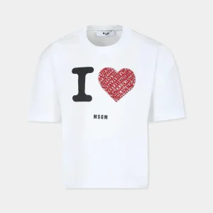 T-SHIRT BIANCA CON STAMPA MSGM