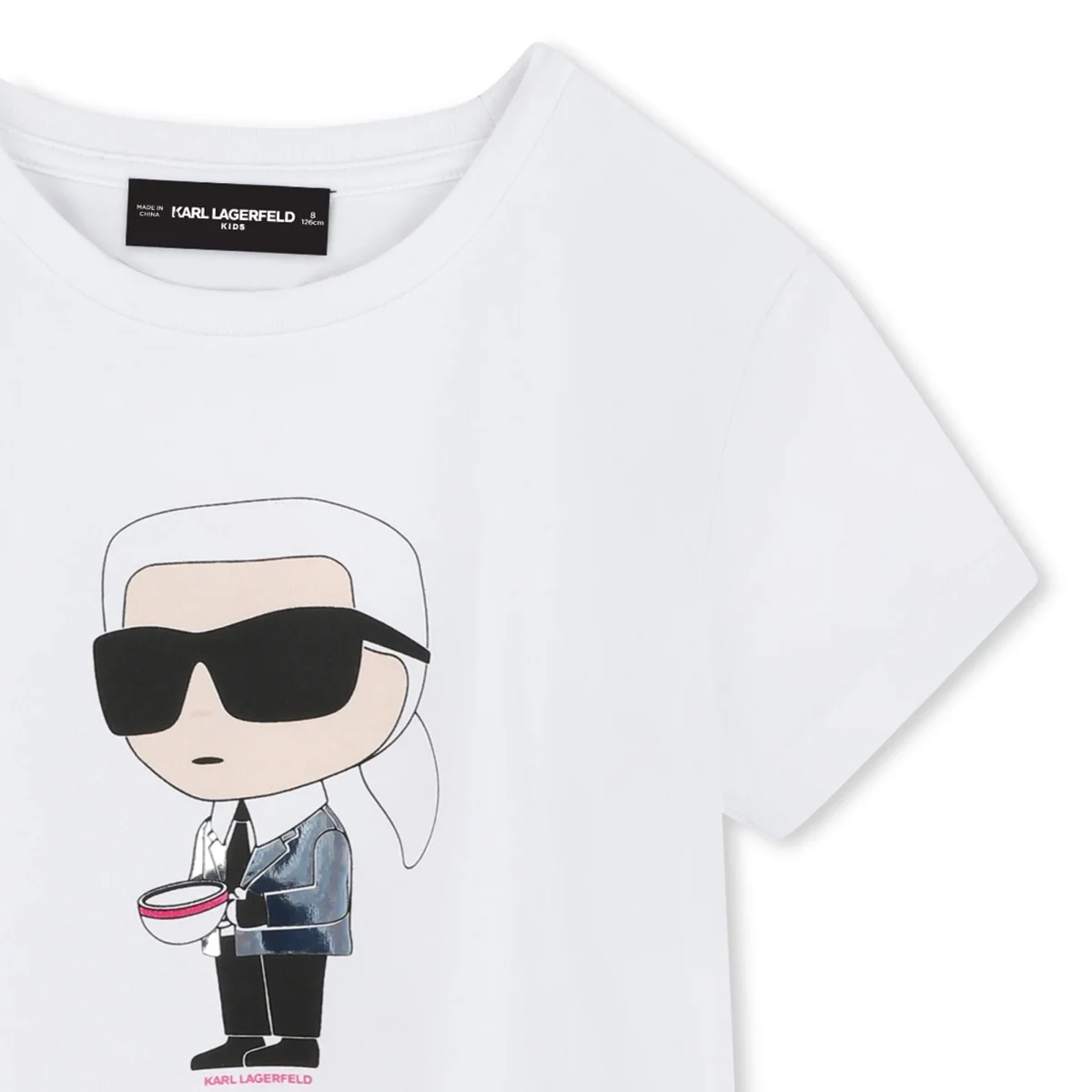 T-SHIRT BIANCA CON TAZZA VIOLA KARL LAGERFELD - immagine 4
