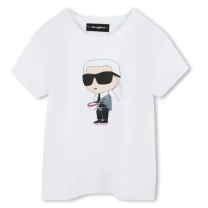 T-SHIRT BIANCA CON TAZZA VIOLA KARL LAGERFELD