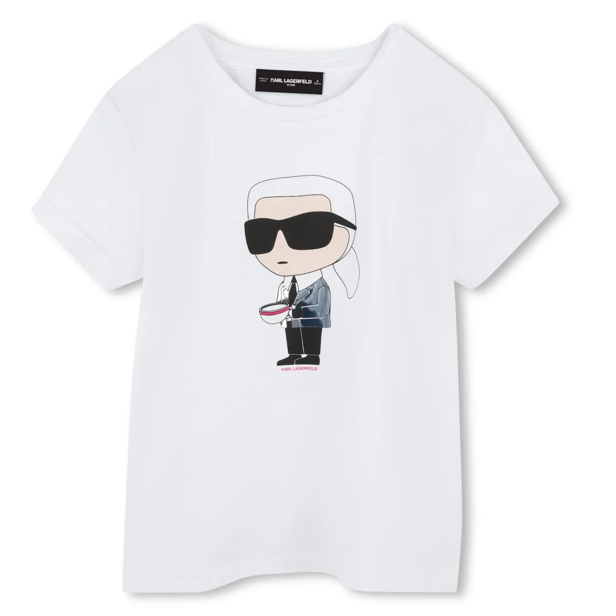T-SHIRT BIANCA CON TAZZA VIOLA KARL LAGERFELD - immagine 2