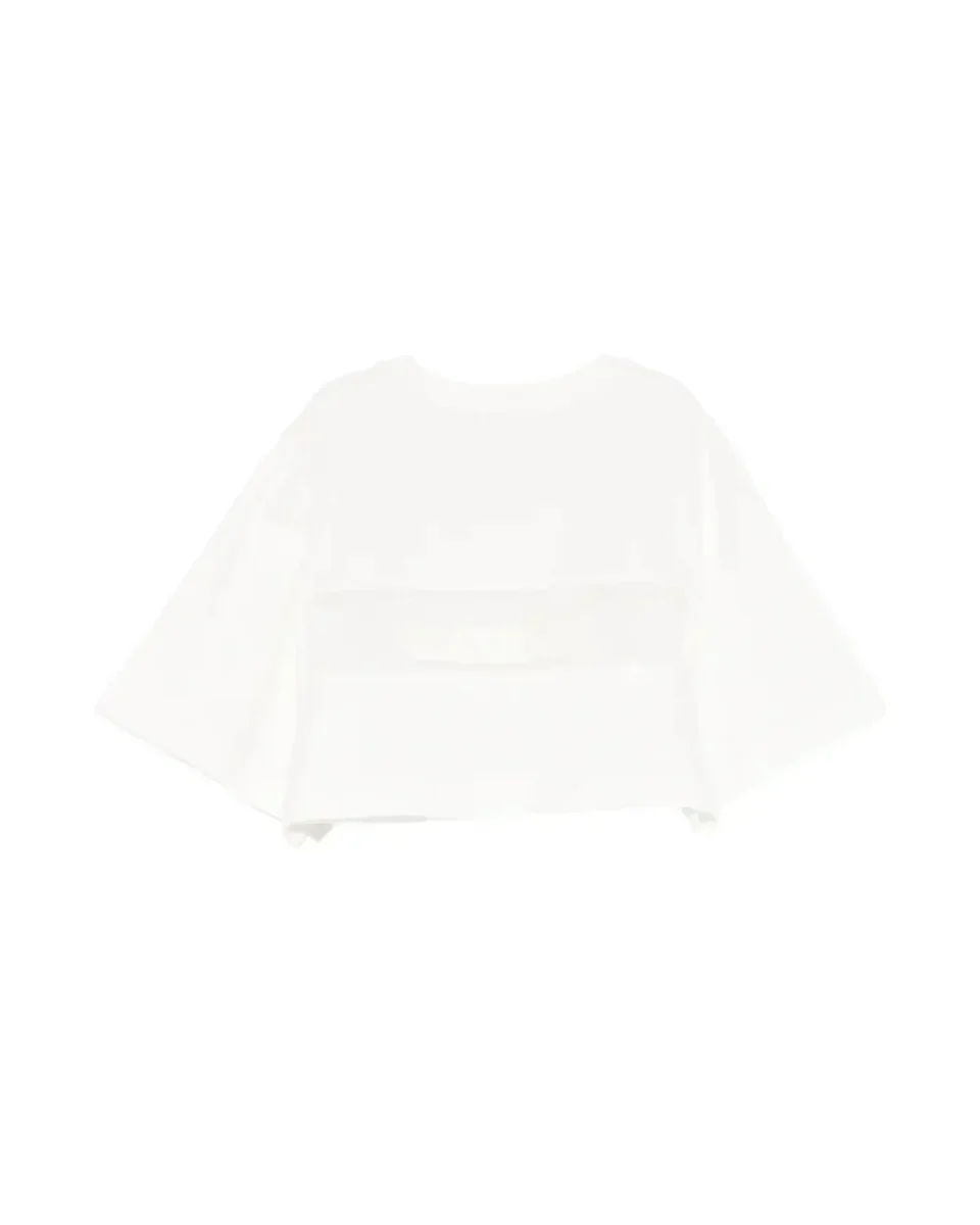 T-SHIRT BIANCA IN ORGANZA SUL RETRO LOGATA ELISABETTA FRANCHI - immagine 3