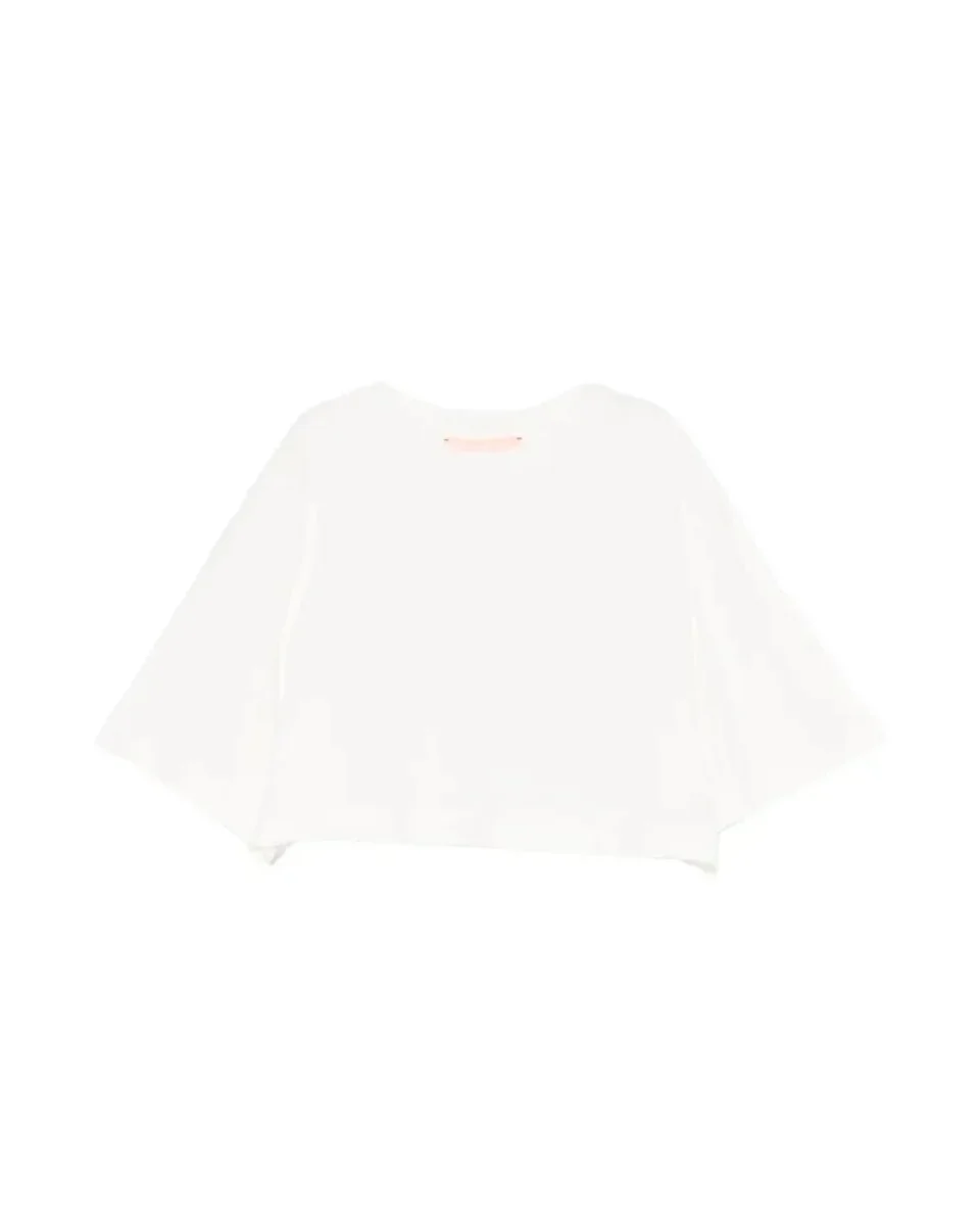 T-SHIRT BIANCA IN ORGANZA SUL RETRO LOGATA ELISABETTA FRANCHI - immagine 2