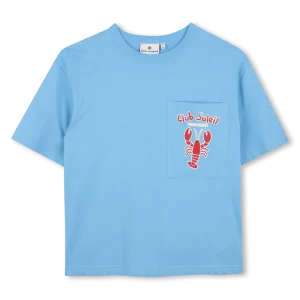 T-SHIRT BLU CIELO CON FANTASIA ARAGOSTA ROSSA KIDS AROUND