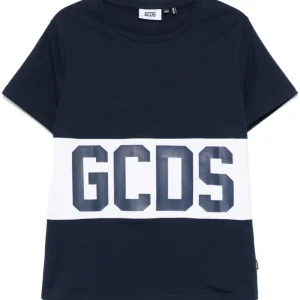 T-SHIRT BLU CON LOGO BLU GCDS