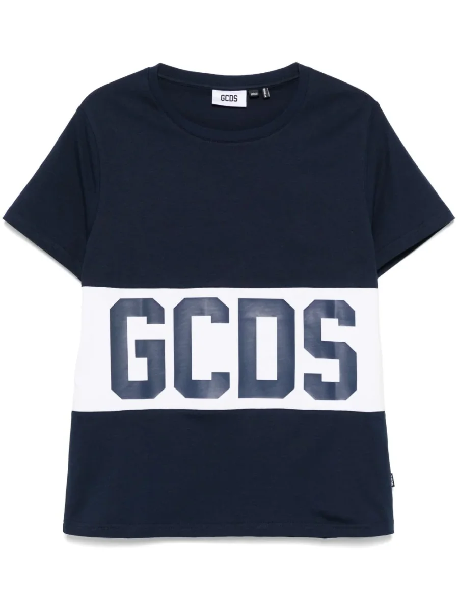 T-SHIRT BLU CON LOGO BLU GCDS