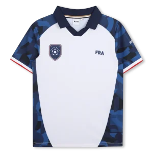 T-SHIRT CALCISTICA DELLA "FRA" BIANCA E BLU CON LOGO BOSS