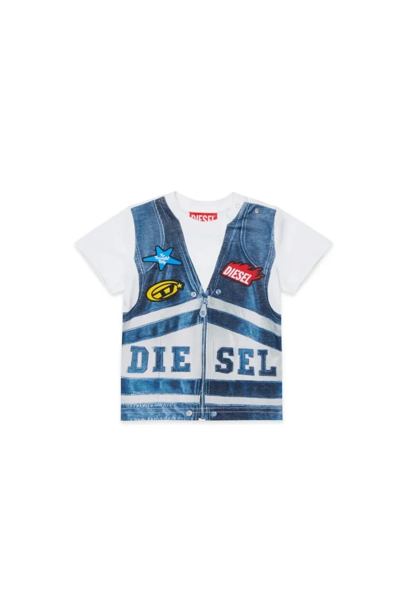 T-SHIRT CON STAMPA EFFETTO GILET DENIM DIESEL - immagine 2