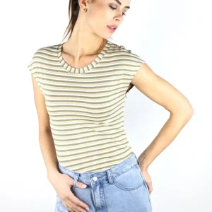 Maglietta rigata con filo lurex