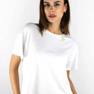 T-shirt con fiocchetto dorato