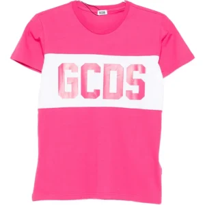 T-SHIRT FUCSIA CON LOGO GCDS