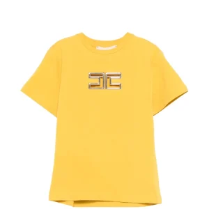 T-SHIRT GIALLA CON LOGO IN ORO ELISABETTA FRANCHI