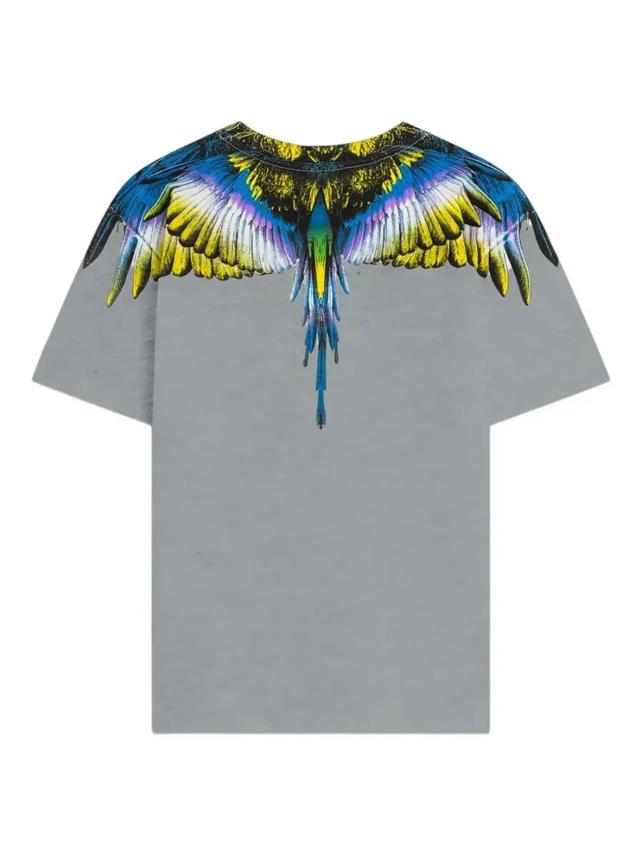 T-SHIRT GRIGIA CON ALI MULTICOLOR MARCELO BURLON - immagine 3