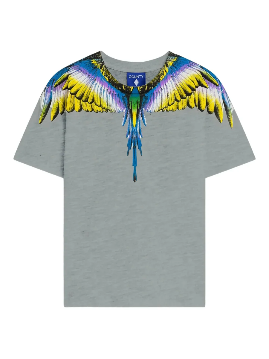 T-SHIRT GRIGIA CON ALI MULTICOLOR MARCELO BURLON - immagine 2