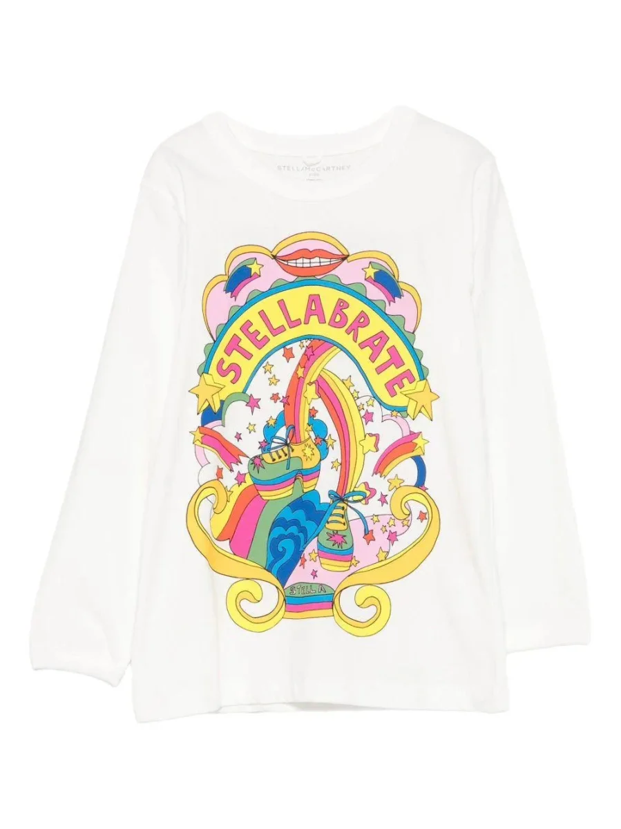 T-SHIRT MANICA LUNGA BIANCA CON FANTASIA STELLA MCCARTNEY