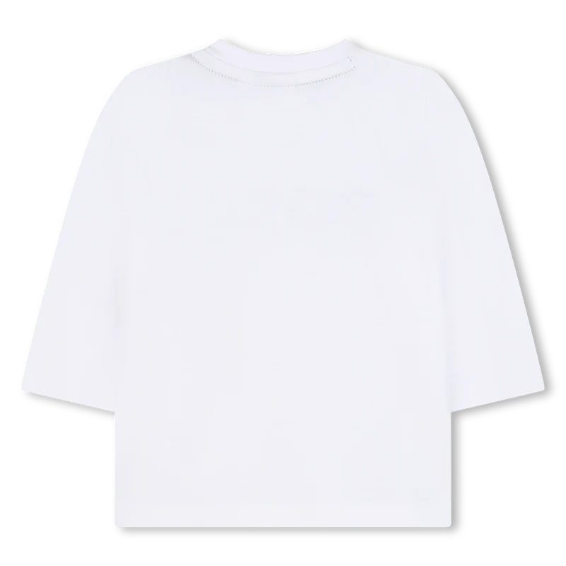 T-SHIRT MANICA LUNGA BIANCA CON LOGO VERDE HUGO BOSS - immagine 3