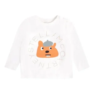 T-SHIRT MANICA LUNGA BIANCA CON ORSO STELLA MCCARTNEY