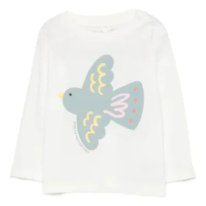 T-SHIRT MANICA LUNGA BIANCA CON STAMPA UCCELLO STELLA MCCARTNEY