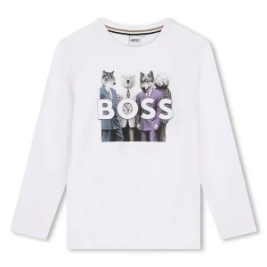 T-SHIRT MANICA LUNGA BIANCA HUGO BOSS