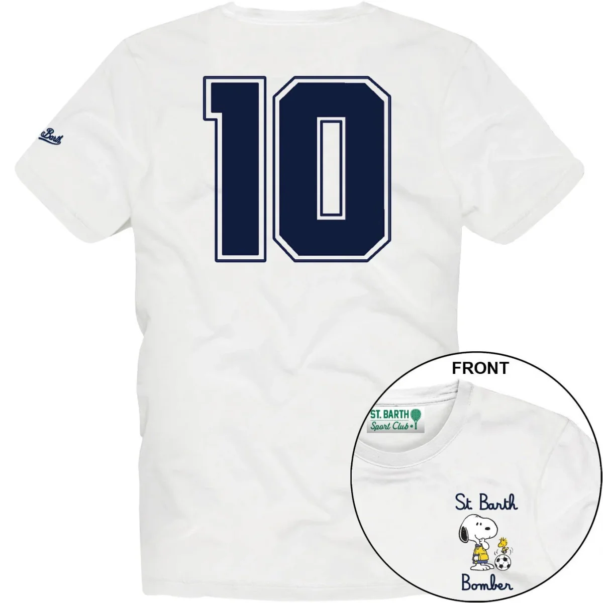 T-SHIRT MC2 SAINT BARTH BIANCA CON STAMPA NUMERO 10 SUL RETRO - immagine 2