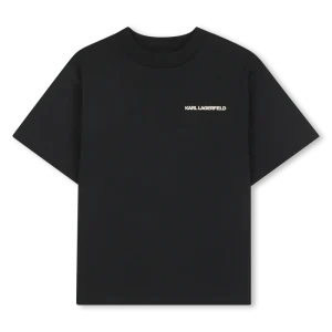T-SHIRT NERA CON FANTASIA LOGO BEIGE KARL LAGERFELD