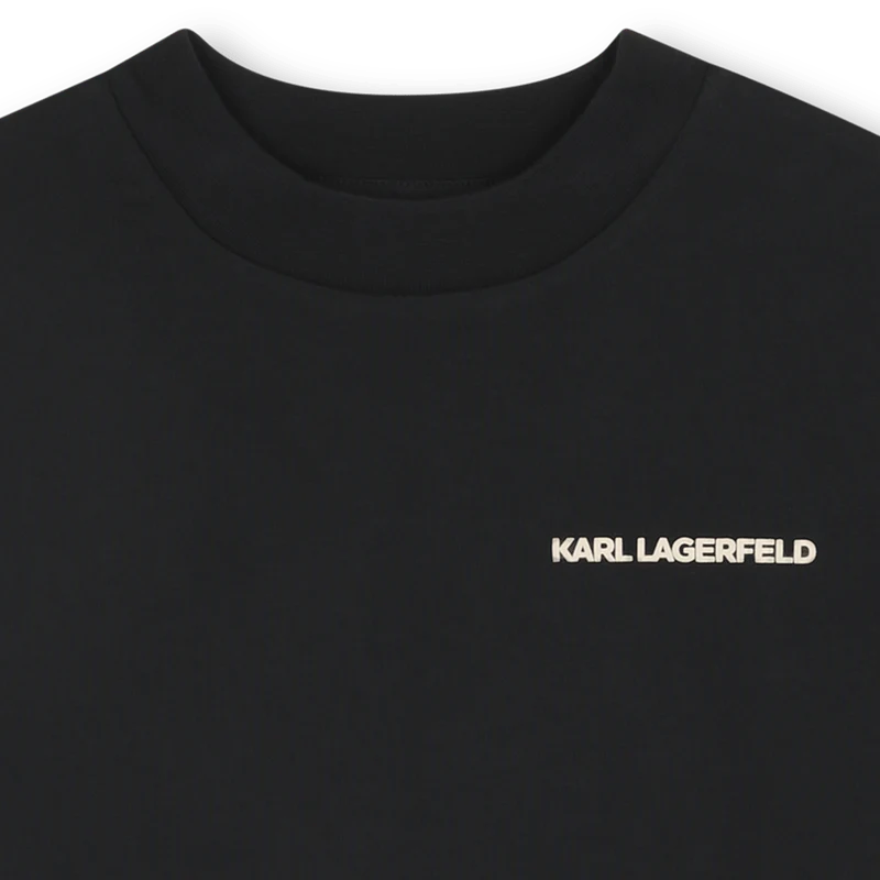 T-SHIRT NERA CON FANTASIA LOGO BEIGE KARL LAGERFELD - immagine 4