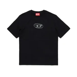 T-SHIRT NERA CON LOGO BIANCO IN RILIEVO DIESEL