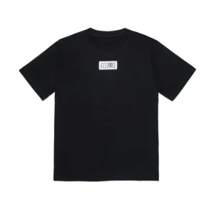 T-SHIRT NERA CON LOGO BIANCO MAISON MARGIELA