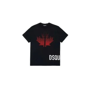 T-SHIRT NERA CON LOGO ROSSO DSQUARED2