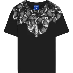T-SHIRT NERA CON STAMPA A SERPENTE MARCELO BURLON
