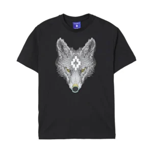 T-SHIRT NERA CON STAMPA LUPO MARCELO BURLON