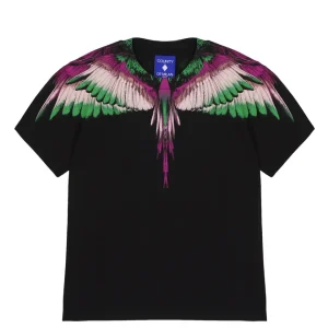 T-SHIRT NERA CON STRAMPA ALI MULTICOLOR MARCELO BURLON