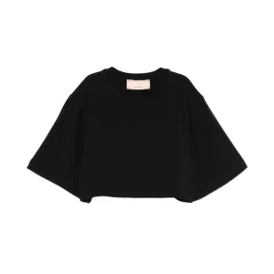 T-SHIRT NERA IN ORGANZA SUL RETRO LOGATA ELISABETTA FRANCHI