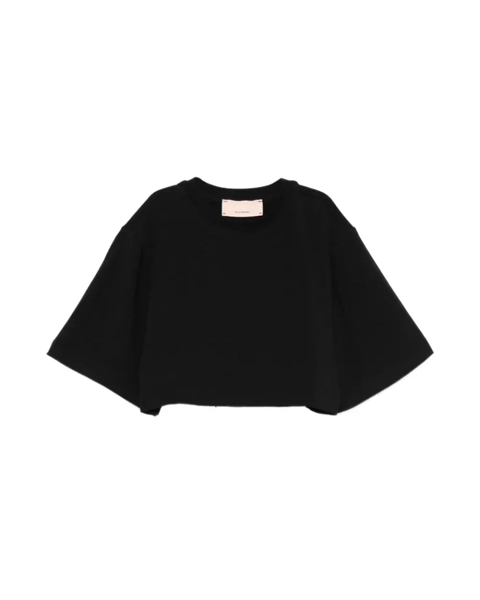 T-SHIRT NERA IN ORGANZA SUL RETRO LOGATA ELISABETTA FRANCHI - immagine 2