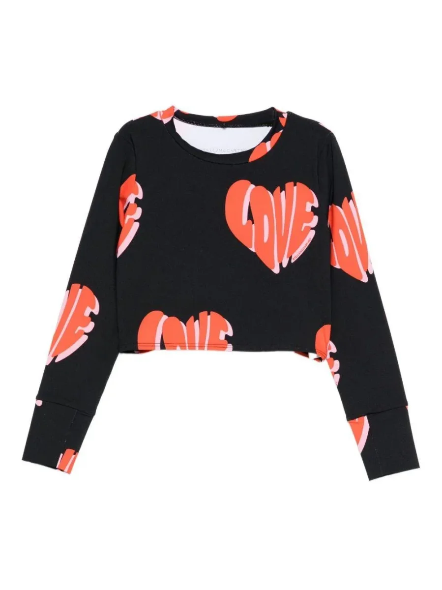 T-SHIRT NERA MANICA LUNGA CON SCRITTA LOVE STELLA MCCARTNEY