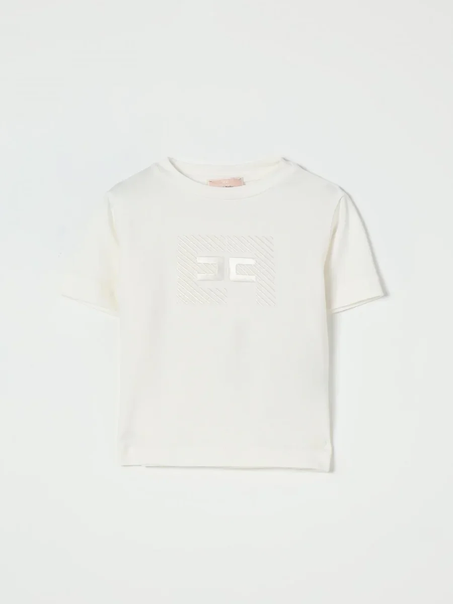 T-SHIRT PANNA CON RICAMO DIAGONALE ELISABETTA FRANCHI - immagine 2