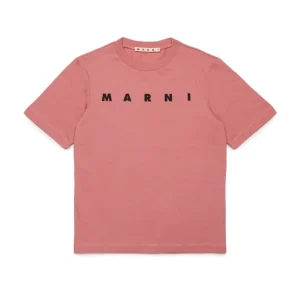 T-SHIRT ROSA CON LOGO NERO MARNI