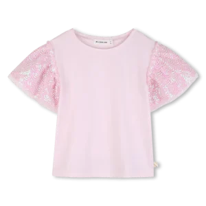 T-SHIRT ROSA CON MANICHE IN PAILLETTES BILLIEBLUSH