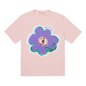 T-SHIRT ROSA CON STAMPA A FIORE VIOLA MARNI