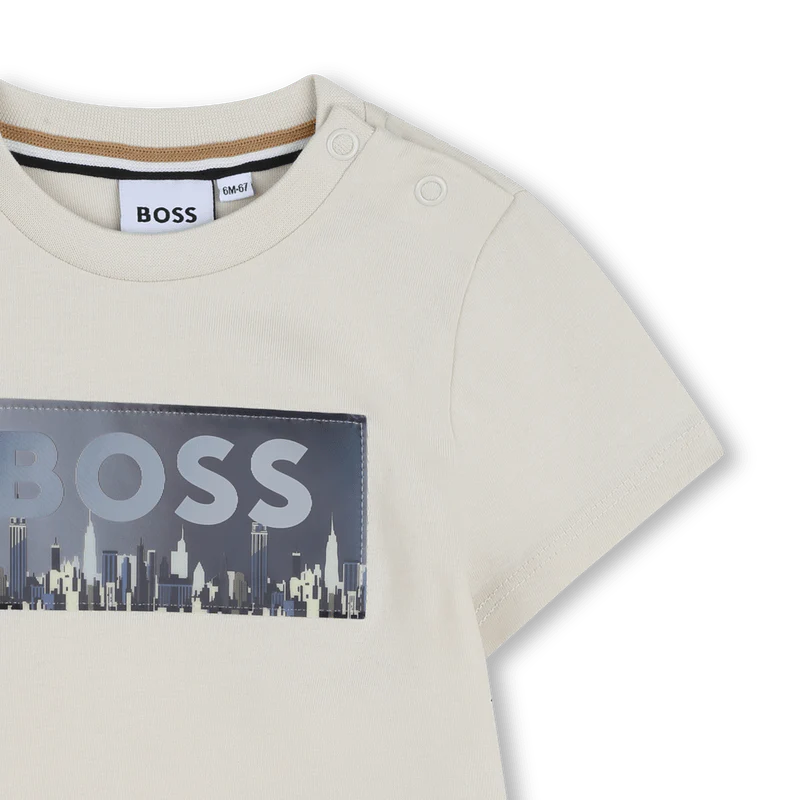 T-SHIRT SABBIA CON GRAFICA LENTICOLARE CON LOGO BOSS - immagine 4