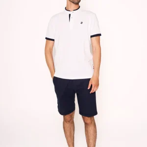 Polo in piquet con collo alla coreana e dettagli a contrasto