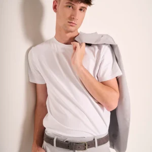 T-shirt classica uomo girocollo in cotone bianco