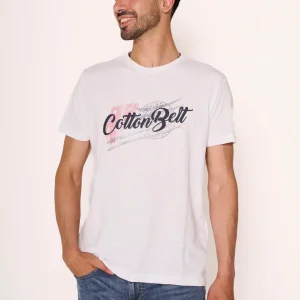 T-shirt con stampa gommata e patch