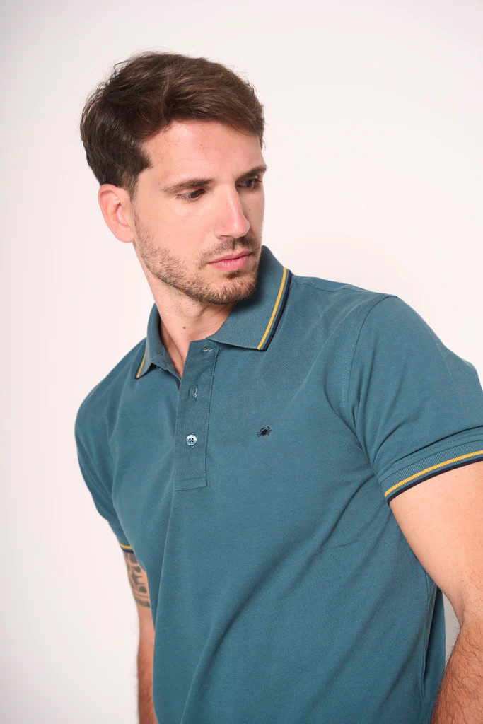 Polo uomo con doppio bordino a contrasto - immagine 3