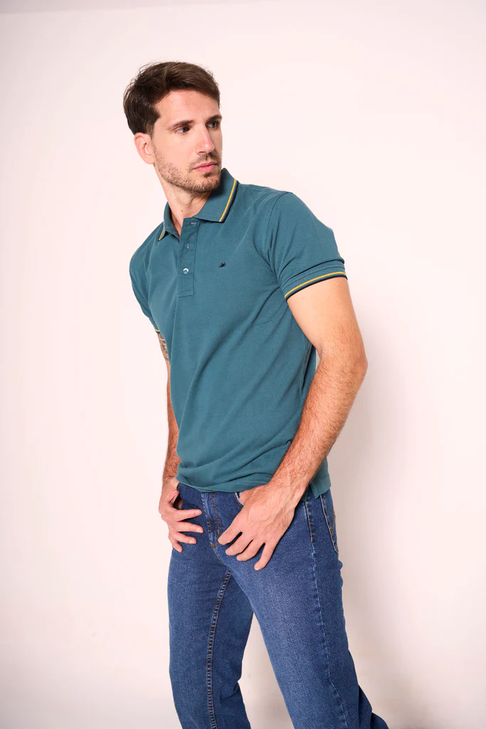 Polo uomo con doppio bordino a contrasto